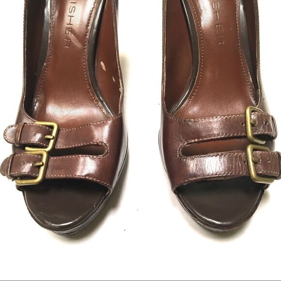 Marc Fisher Vertigo open toe double buckle heels 8 - Picture 5 of 13